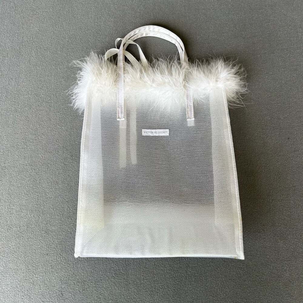 Rare Retired Victoria’s Secret Vintage Bag Rare with White Fluffy Feathers Z74